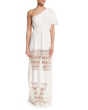 Havana Crochet-Panel One-Shoulder Coverup Dress
