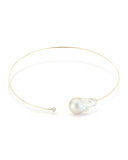 Baroque Pearl & Single Diamond Collar Necklace