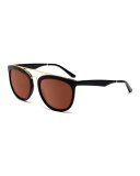 Volunteers Square Metal-Bridge Sunglasses, Black/Gold