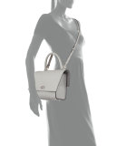 Shark Medium Waxy Leather Satchel Bag, Gray
