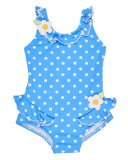 Polka-Dot Ruffle Swimsuit, Blue, Size 6-24 Months