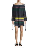 Sayulita Off-The-Shoulder Striped Dress, Night Lights Stripe