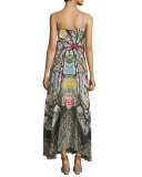 Embellished Faux-Wrap Maxi Dress, Black/Multi