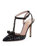 lydia studded tweed pump, blue/multi