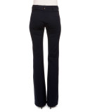 Serge Zip-Front Flare-Leg Pants, Navy