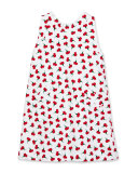 Sleeveless Carnation Bud Shift Dress, White, Size 4-14