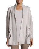 Oversized Open Metallic Eyelet Cardigan, Luxor Metallic