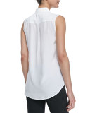 Slim Signature Sleeveless Blouse, Bright White