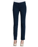 Sheri Cheetah-Print Skinny Jeans, Heritage Blue