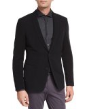 Ottoman Jersey Shawl-Collar Blazer, Black
