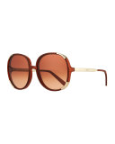 Round Capped Plastic & Metal Sunglasses