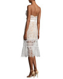 Sleeveless Floral-Lace Midi Dress, White