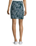 Bunny-Print Combo Jacquard Skirt, Deep Forest