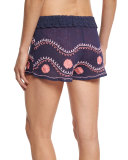 Embroidered Beach Shorts, Dusty Navy