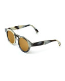 Leonard Round Mirrored Sunglasses, Horn/Gold