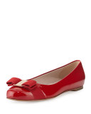 Varina Patent Bow Ballerina Flat, Rosso (Red)