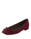 Shoestring Suede Ballerina Flat, Bordeaux