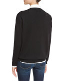 Monili-Trim Cashmere V-Neck Sweater, Black
