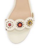 Marguerite Perforated Low-Heel Sandal, Ivory
