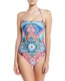 Printed Bandeau One-Piece Swimsuit