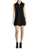 Marianne Sleeveless Suede Mini Dress, Black