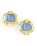 Cherub & Sea Horse Intaglio Clip/Post Earrings, Cerulean