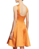 Sleeveless Fit-&-Flare Cocktail Dress, Tangerine