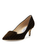 Allure Velvet Kitten-Heel Pump, Amber