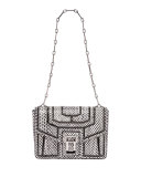 Hava Snake Patchwork Chain Shoulder Bag, Black/White
