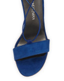 Wrap It Suede Lace-Up Wedge Sandal, Sapphire