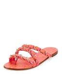 Taya Woven Satin Chain Flat Sandal, Multi