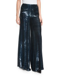 High-Waist Shimmery Palazzo Pants, Slate