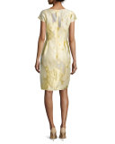 Cap-Sleeve Floral Sheath Dress, Limoncello