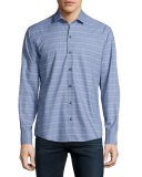 Plaid Sport Shirt, Light Blue