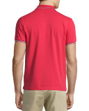 Tape-Tipped Short-Sleeve Pique Polo Shirt, Red