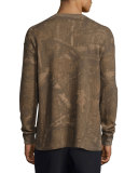 Camouflage-Print Thermal Long-Sleeve Tee, Medium Green