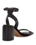 Gia Leather Chunky-Heel Sandal, Black