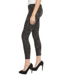 Verdugo Floral-Print Skinny Ankle Jeans, Black Pattern