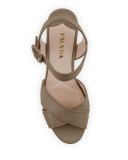 Crisscross Leather Platform Sandal, Giunco