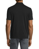 Johnny-Collar Short-Sleeve Polo Shirt, Black