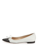Wendy Pointed-Toe Ballerina Flat, White/Black