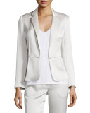 Rory Satin Single-Button Jacket, Champagne