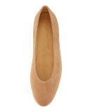 Chicflat Suede Almond-Toe Flat, Medium Beige