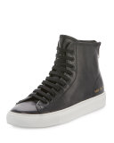 Tournament Leather High-Top Sneaker, Black
