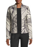 Linette Zip-Front Spiral-Print Jacquard Jacket, Multi