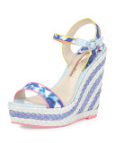 Lucita Printed Espadrille Wedge Sandal, Oceana/Multi