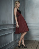 Sleeveless Embellished Fit-&-Flare Dress, Bordeaux