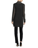 Pointelle Long Tencel® Cardigan, Ash/Black
