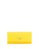 Saffiano Continental Flap Wallet, Yellow (Sole)