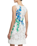 Sleeveless Lace Applique Party Dress, White